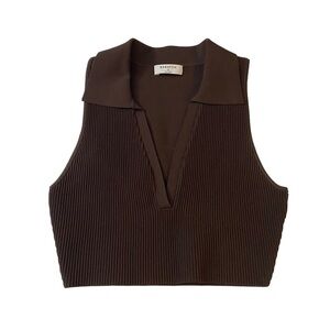 Aritzia Brown Ribbed Crop Top